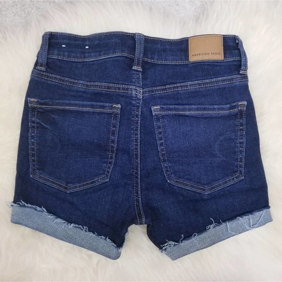 AE Hi-Rise Shortie Next Level Dark Wash Shorts - Picture 2 of 6